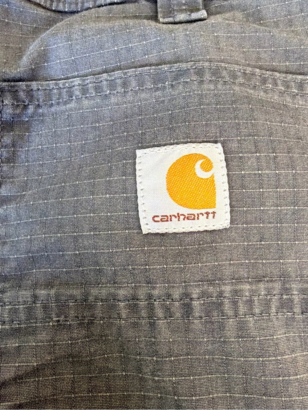 Carhartt Men’s Gray Ripstop Cargo Pants with Yellow Logo